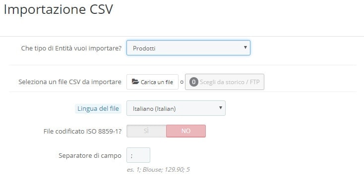 Importare prodotti in PrestaShop Importare prodotti in PrestaShop