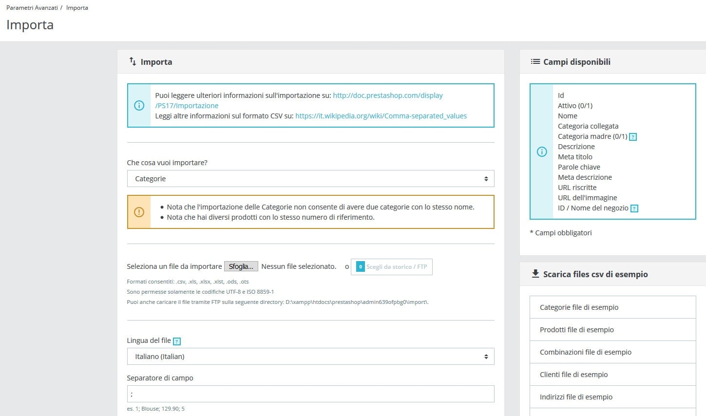 Importare prodotti in Prestashop tramite CSV- IMPRIMIS e-commerce
