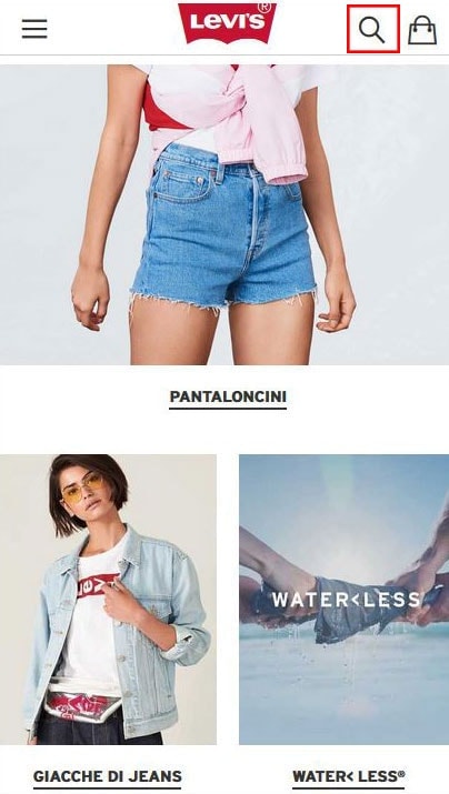 Consigli user experience: search icon - IMPRIMIS ecommerce